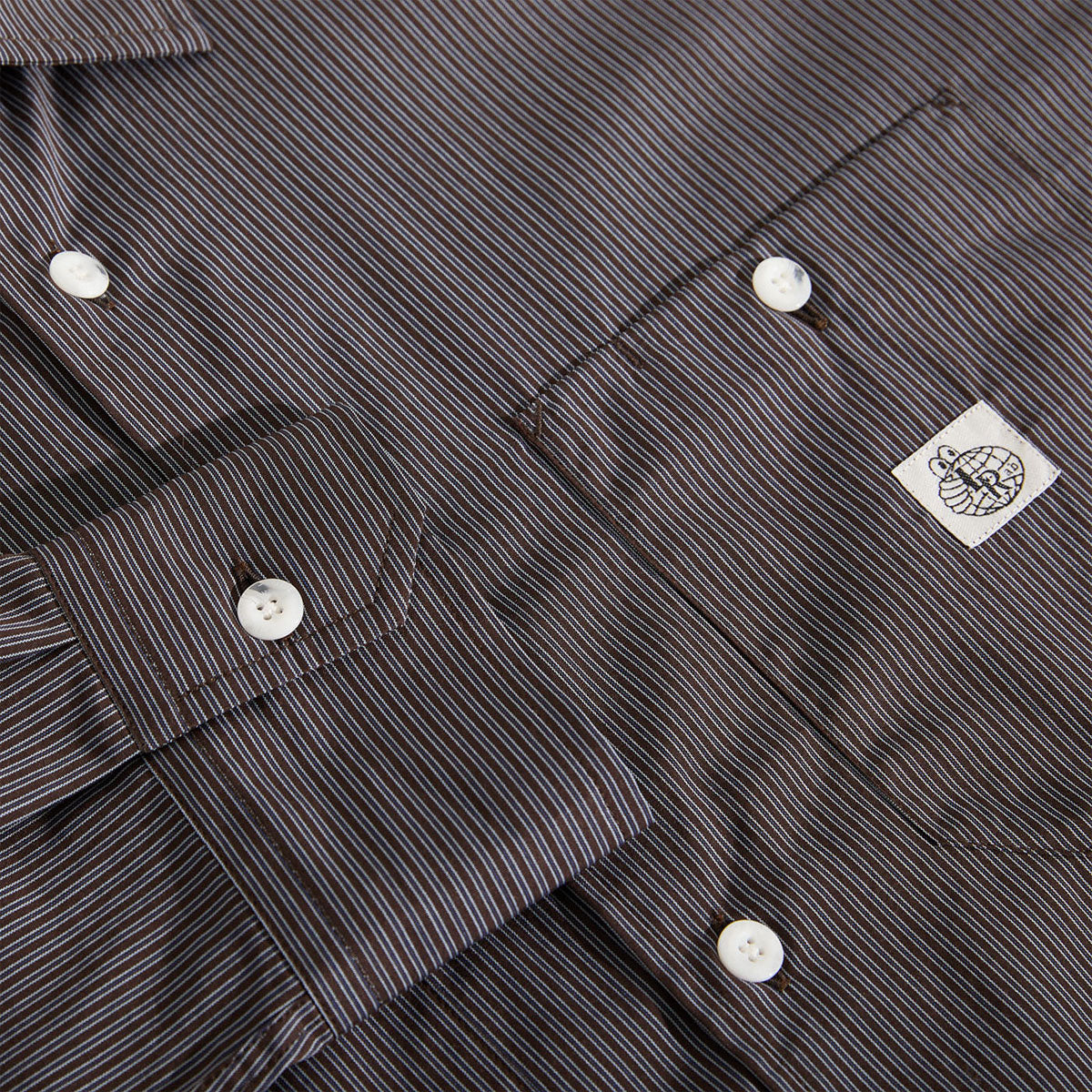 Last Resort AB SM001 Poplin Long Sleeve Shirt - Navy Stripe image 2