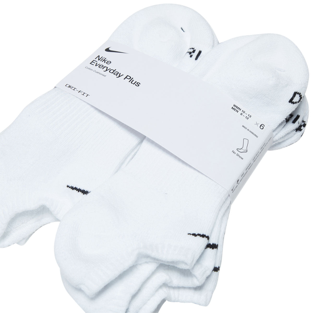 Nike Everyday Plus Cushioned 6 Pack Of Ankle Socks - White/Black image 2