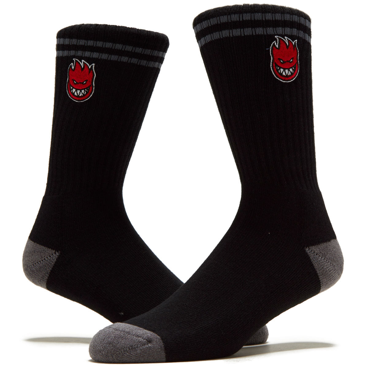Spitfire Bighead Fill Emb Socks - Black/Charcoal/Red image 2