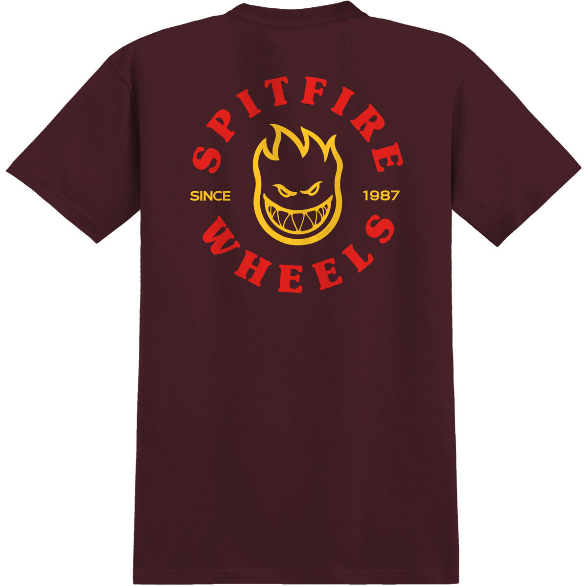 Spitfire Bighead Classic T-Shirt - Maroon/Red/Yellow image 1