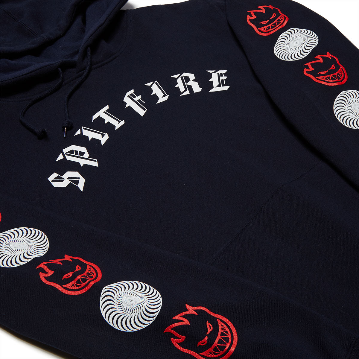 Spitfire Old E Combo Sleeve Hoodie - Navy/White/Red image 2