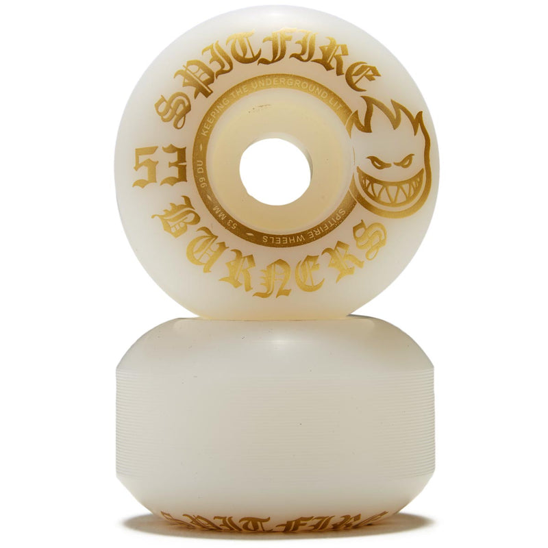 Spitfire 99du Burner Skateboard Wheels - White/Gold - 53mm