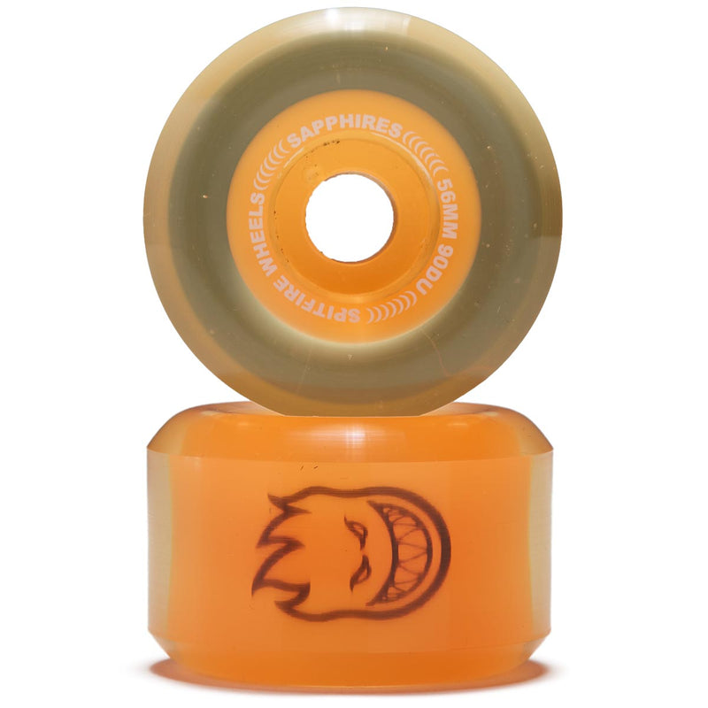 Spitfire 90d Sapphires Skateboard Wheels - Clear/Neon Orange - 56mm