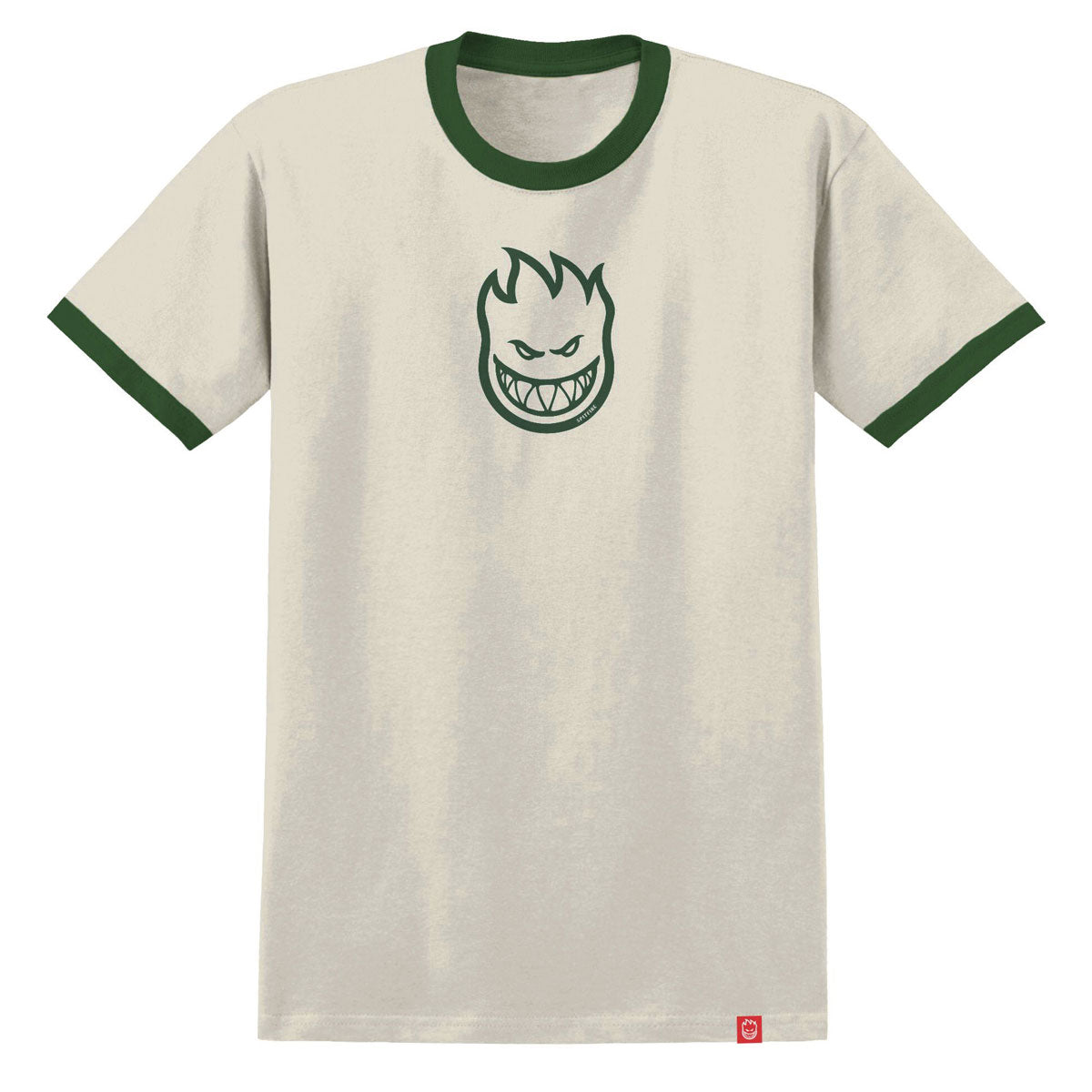 Spitfire Bighead Mid T-Shirt - Natural/Forest Green/Green Print image 1