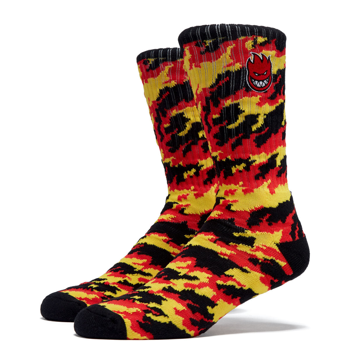 Spitfire Bighead Fill Emb Flames Crew Socks - Red/Yellow/Black image 1