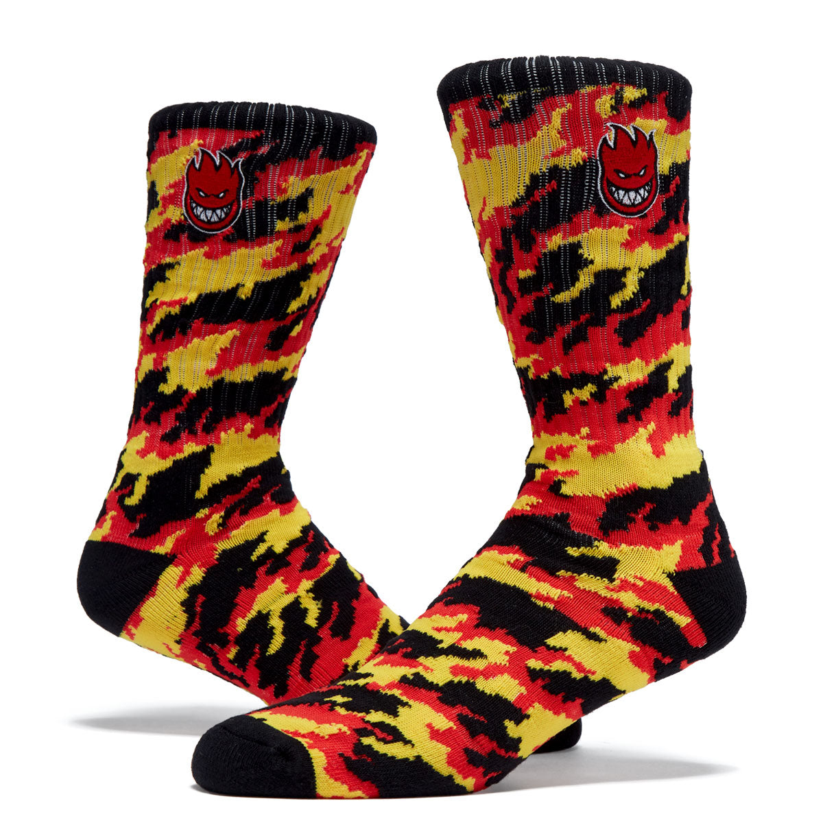 Spitfire Bighead Fill Emb Flames Crew Socks - Red/Yellow/Black image 2