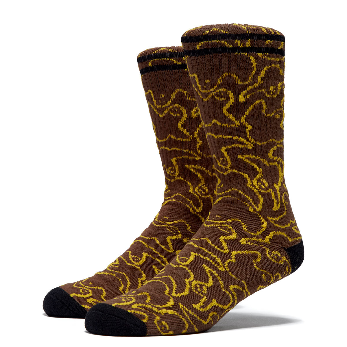 Krooked Multi Birds Socks - Brown/Yellow/Black image 1