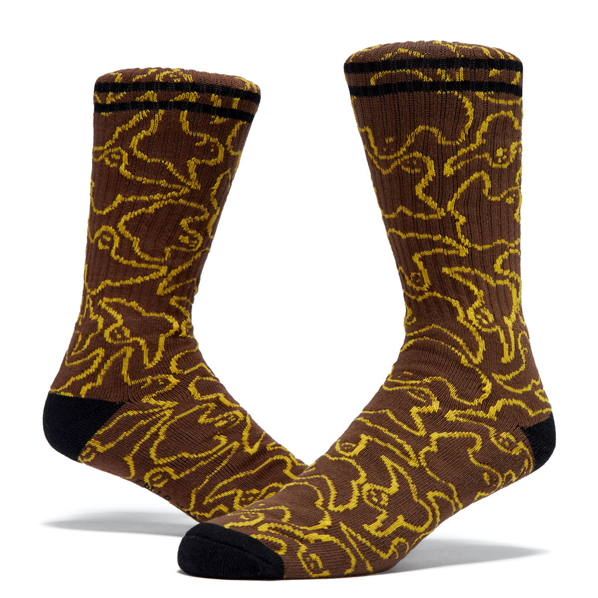 Krooked Multi Birds Socks - Brown/Yellow/Black image 2