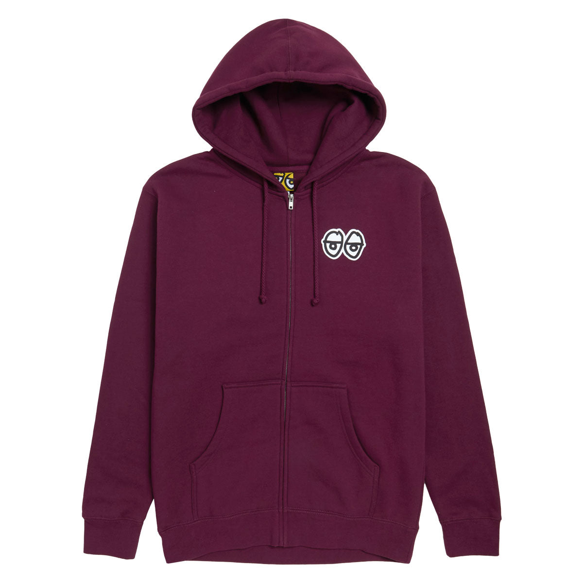 Krooked Strait Eyes Zip Up Hoodie - Maroon/Black/White Prints image 1