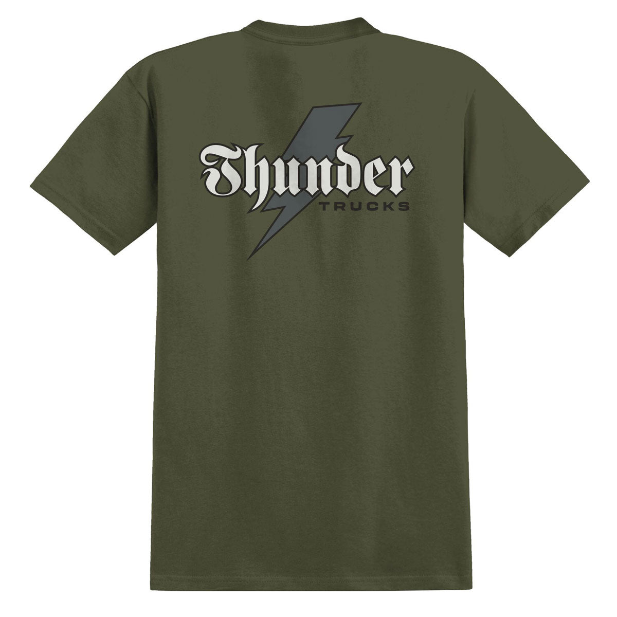 Thunder Bolt Script T-Shirt - Military Green/Grey/White/Black Prints image 2
