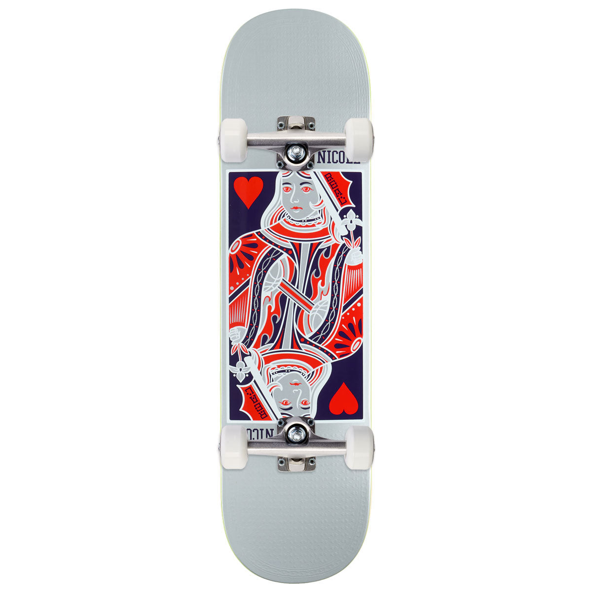 Real Nicole Queen Of Hearts Skateboard Complete - Grey - 8.00