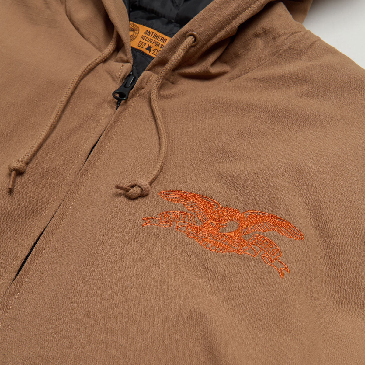 Anti-Hero Basic Eagle Ripstop Hooded Jacket - Brown image 4