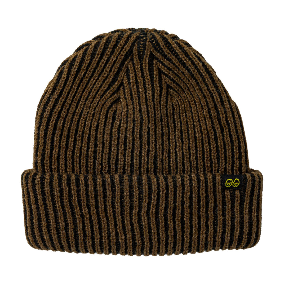 Krooked Eyes Clip Beanie - Brown/Black/Yellow image 1