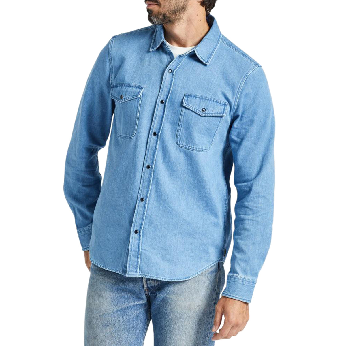 Brixton Wayne Long Sleeve Shirt - Washed Indigo image 1