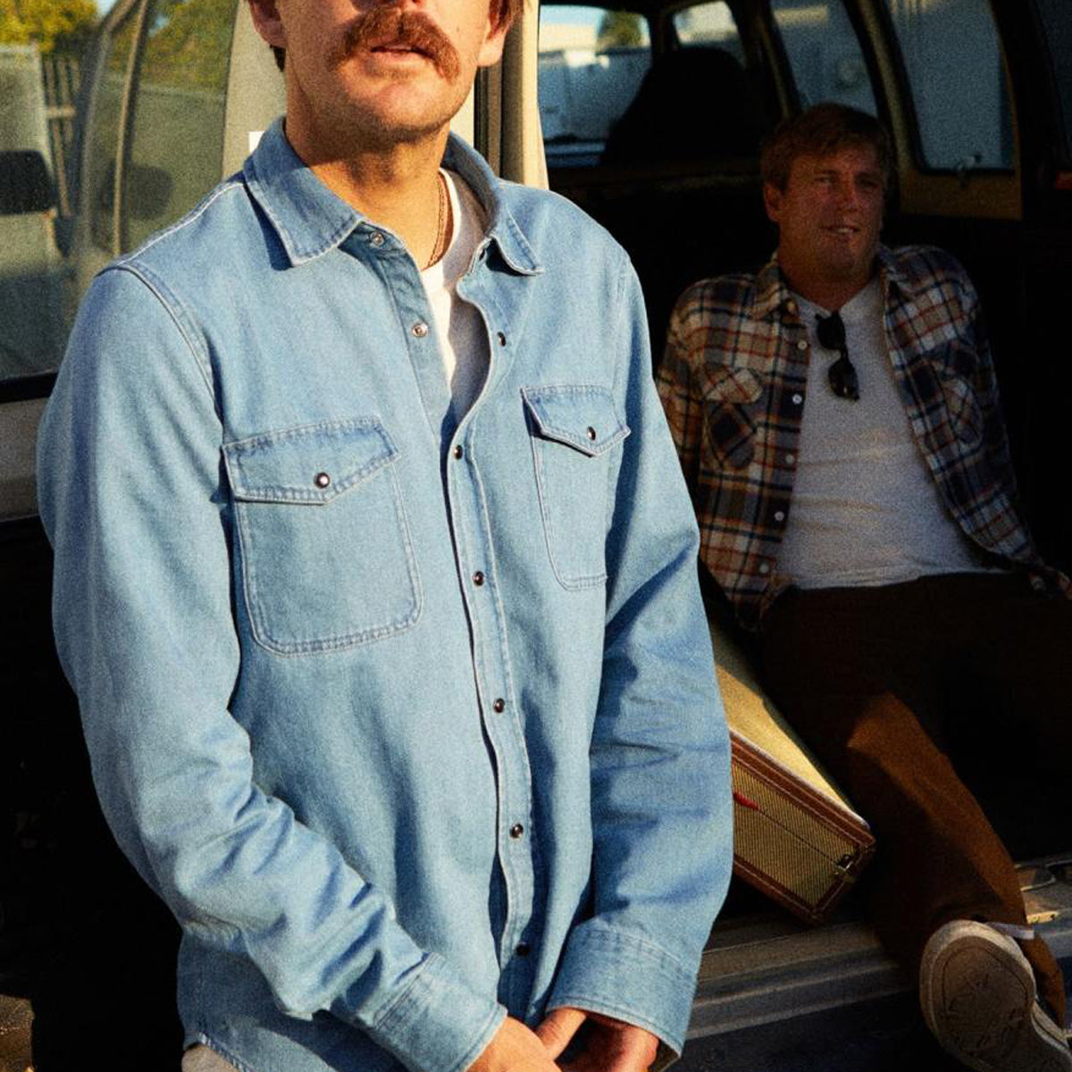 Brixton Wayne Long Sleeve Shirt - Washed Indigo image 3