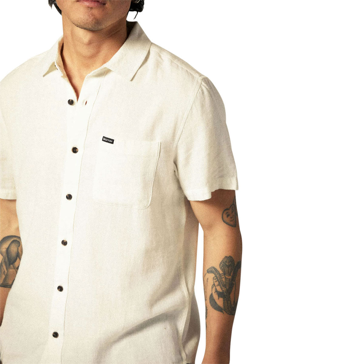 Brixton Charter Organic Cotton Shirt - Egret White image 3