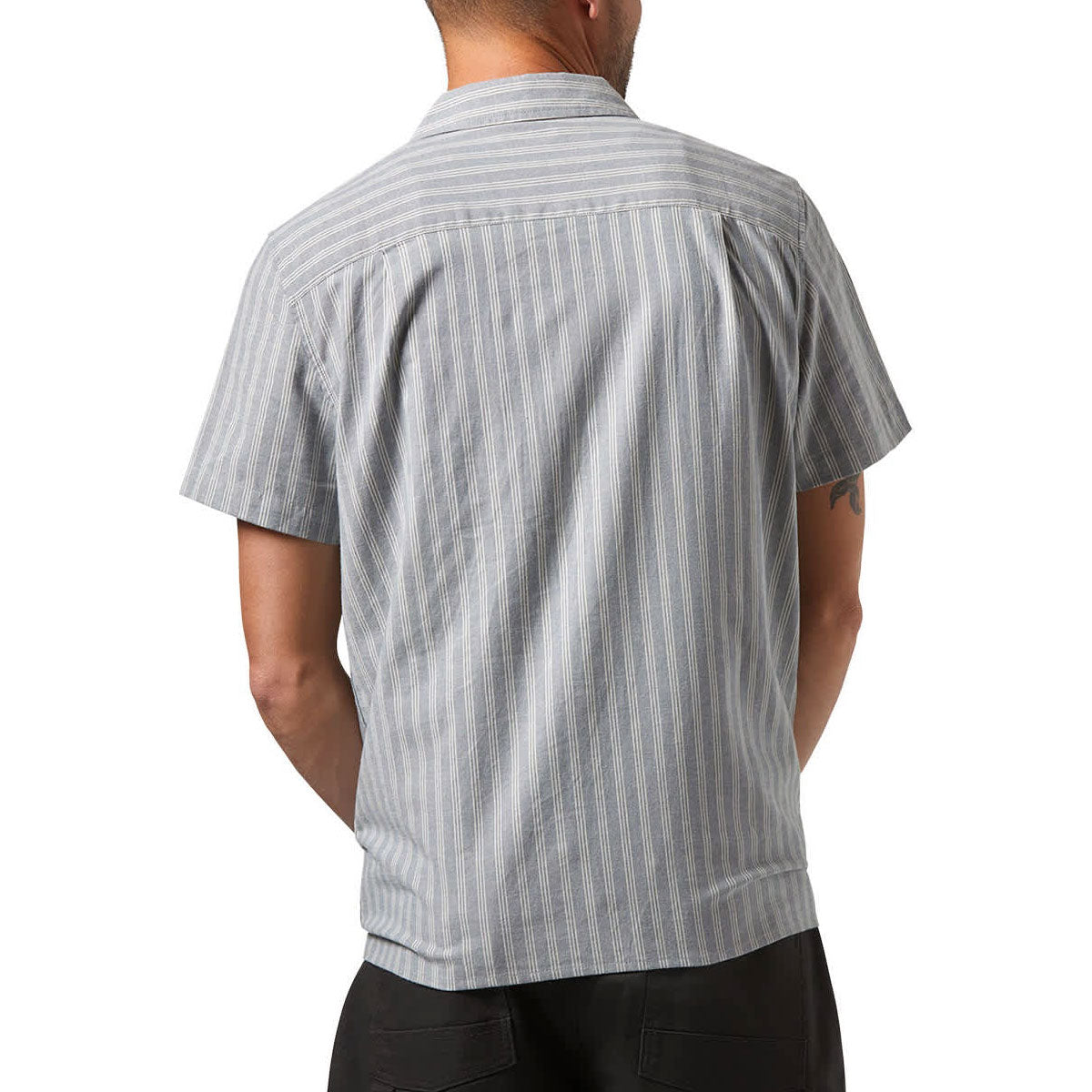 Brixton Cru Oxford Stripe Shirt - Basalt Blue/Whitcap Stripe image 2