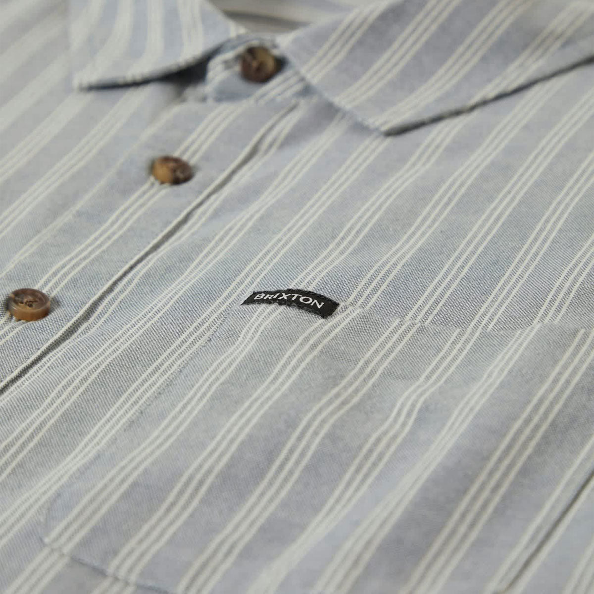 Brixton Cru Oxford Stripe Shirt - Basalt Blue/Whitcap Stripe image 3