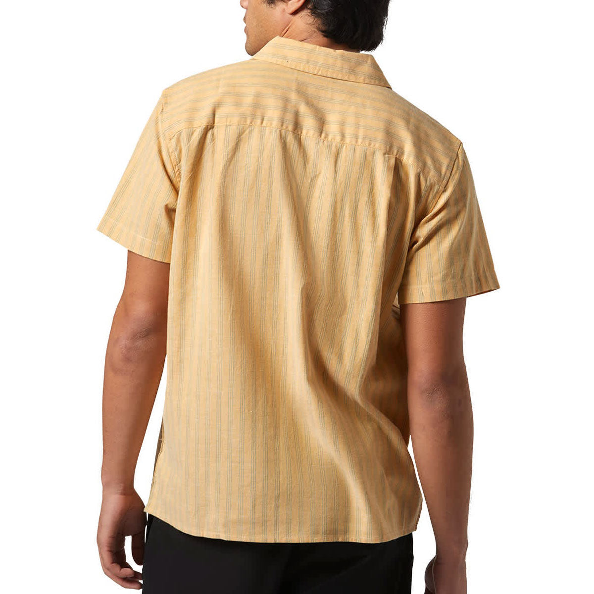 Brixton Cru Oxford Stripe Shirt - Curry/Ivy Green Stripe image 2