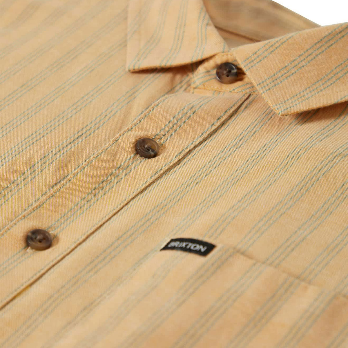 Brixton Cru Oxford Stripe Shirt - Curry/Ivy Green Stripe image 3