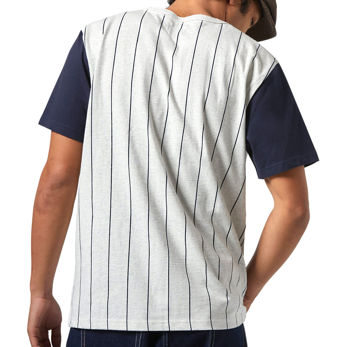 Brixton The League Baseball T-Shirt - Heather Grey Ash/Washed Navy image 2