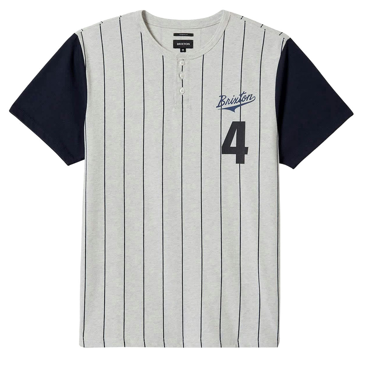 Brixton The League Baseball T-Shirt - Heather Grey Ash/Washed Navy image 4