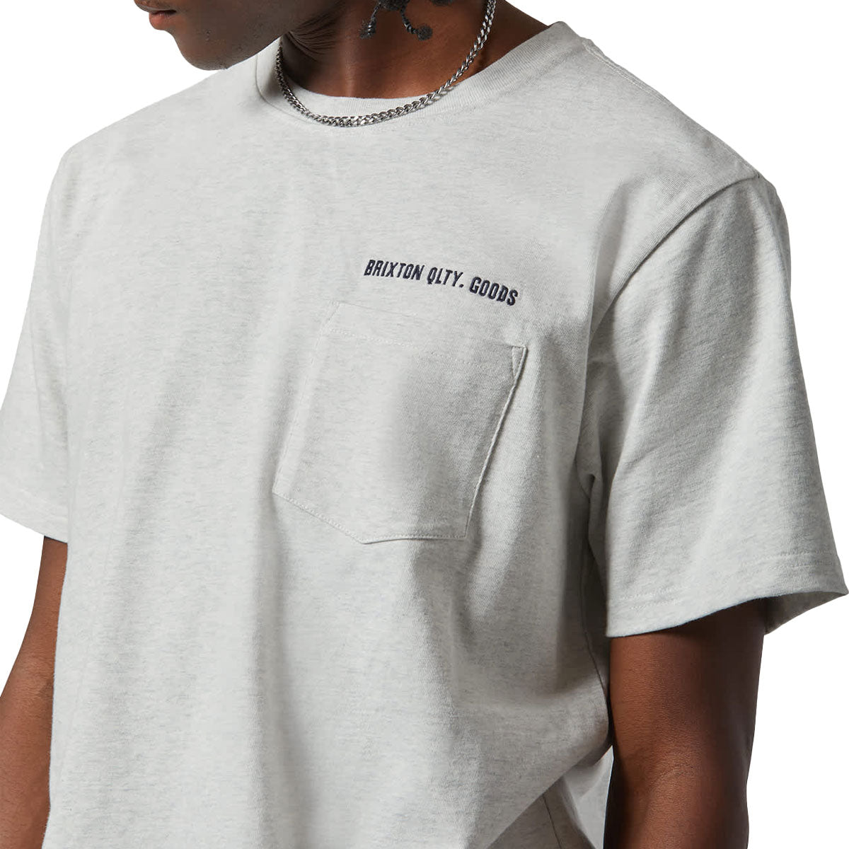 Brixton Emb Heavyweight Pocket T-Shirt - Heather Grey Ash image 4