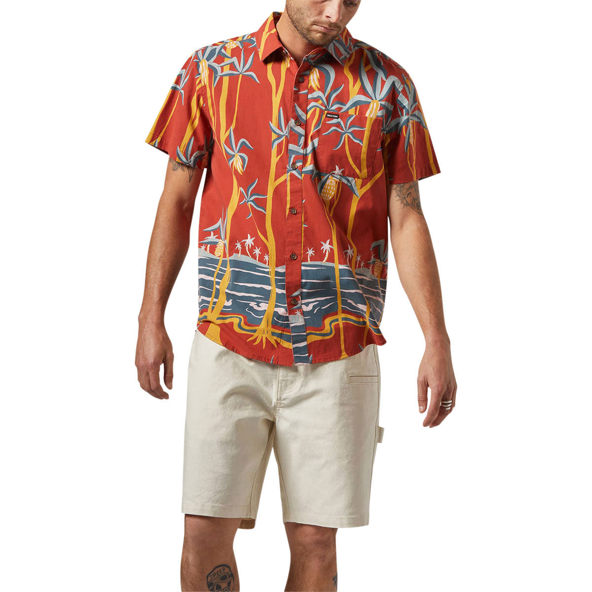 Brixton Charter Print Shirt - Dark Red Scenic Trip image 2