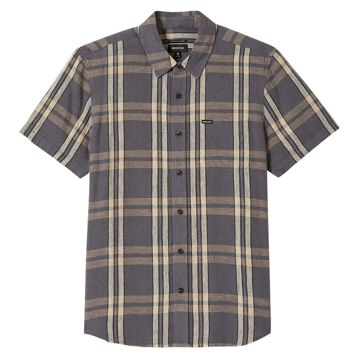 Brixton Charter Linen Blend Shirt - Charcoal/Beige Plaid image 1