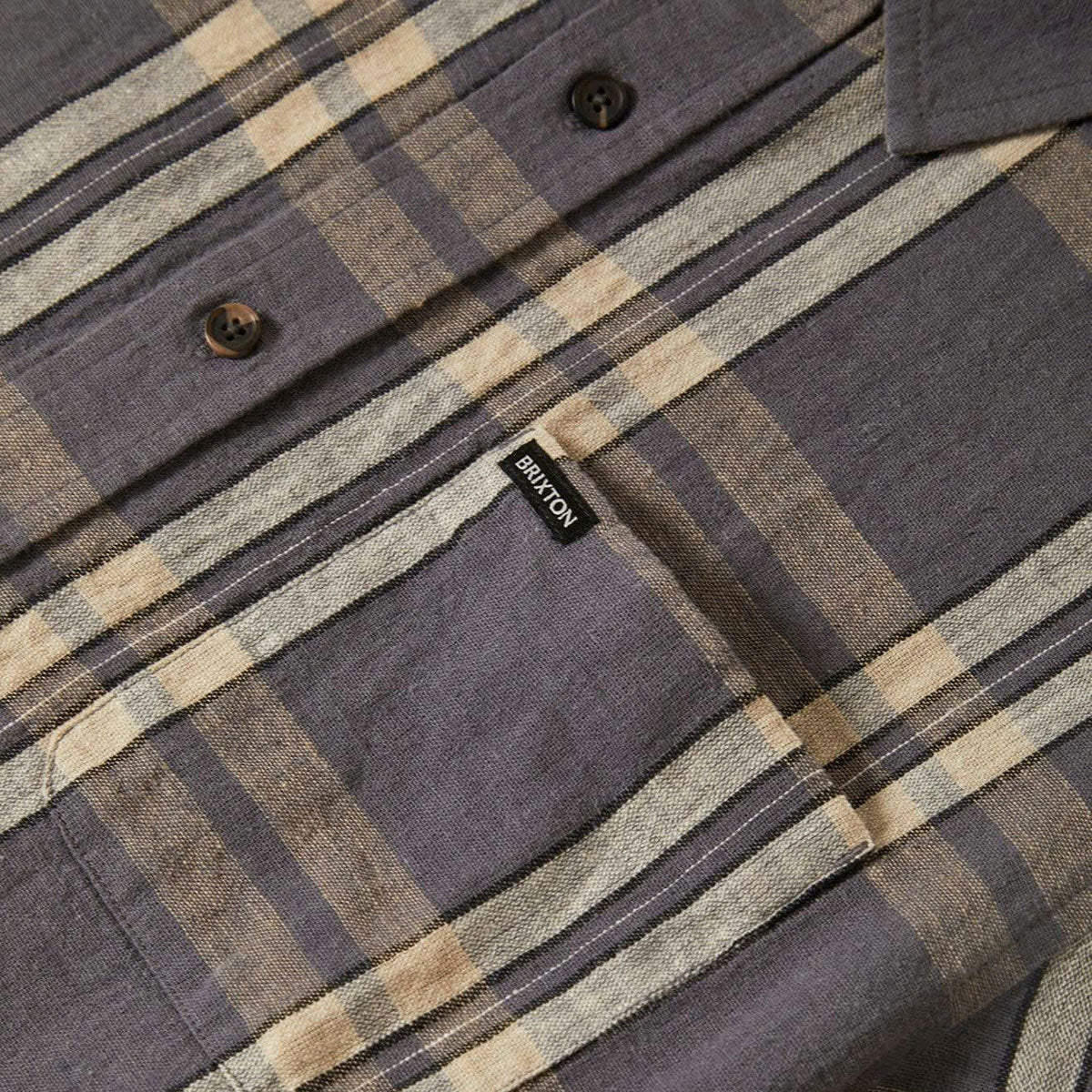 Brixton Charter Linen Blend Shirt - Charcoal/Beige Plaid image 5