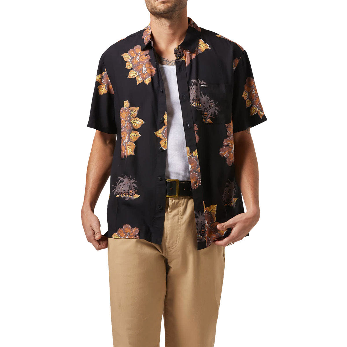 Brixton Cru Print Shirt - Washed Black/Charcoal Floral image 2