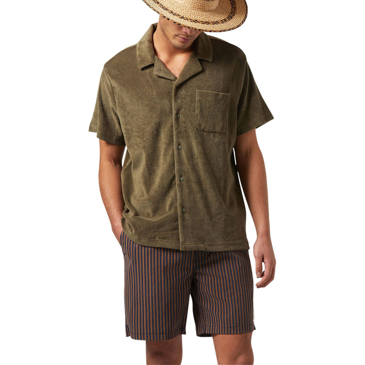 Brixton Bunker Terry Cloth Knit Shirt - Ivy Green image 2