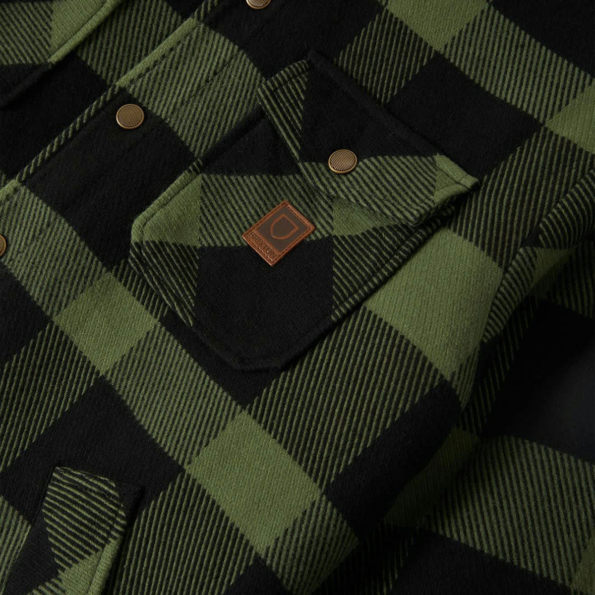 Brixton Durham Lined Jacket - Black/Wild Green Flannel image 6