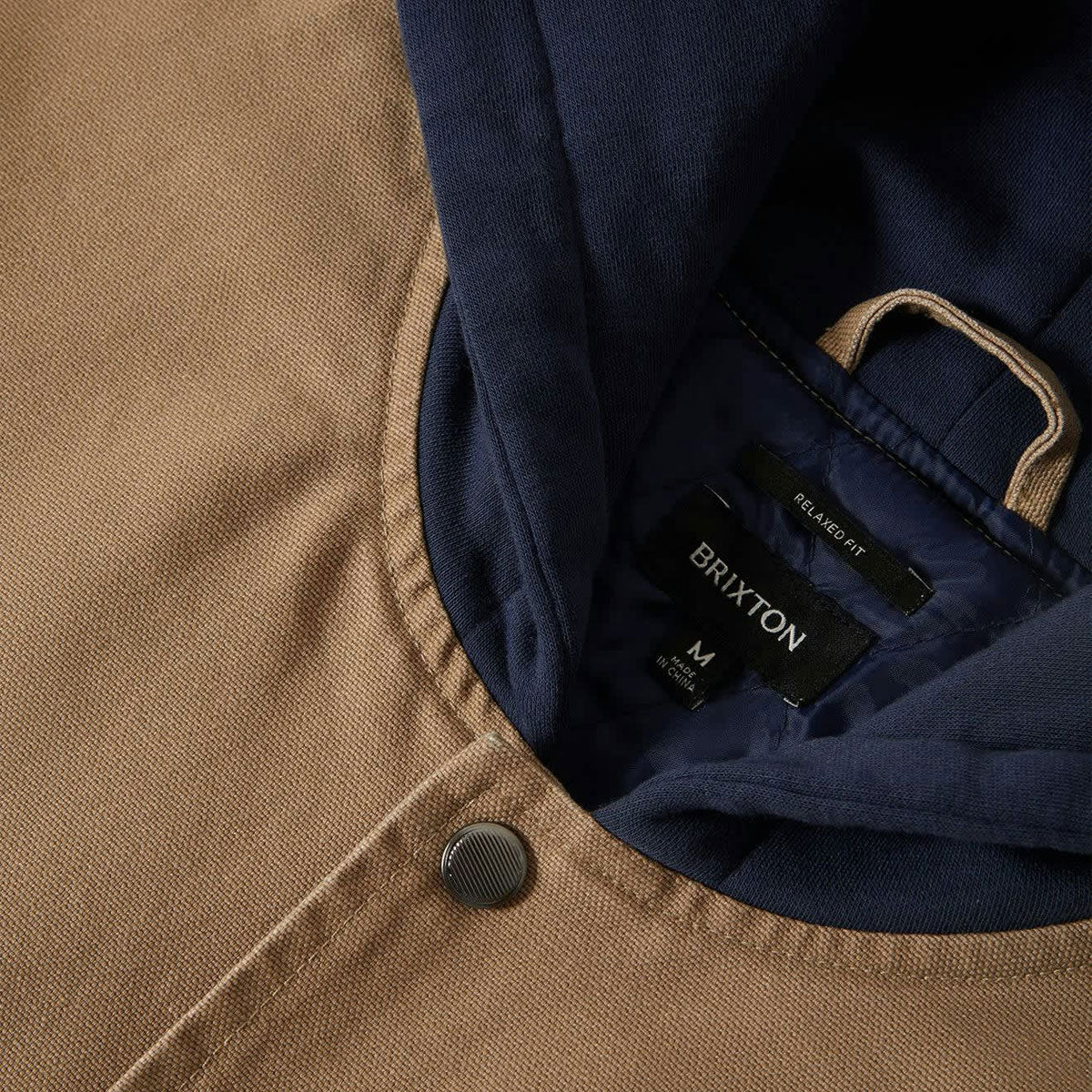 Brixton Canvas Hooded Bomber Jacket - Khaki/Mood Indigo image 6