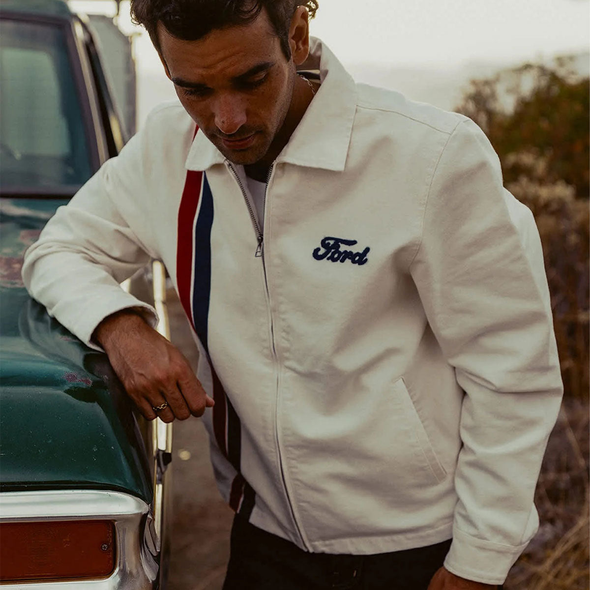 Brixton x Ford Number One Garage Jacket - Wimbleton White image 3