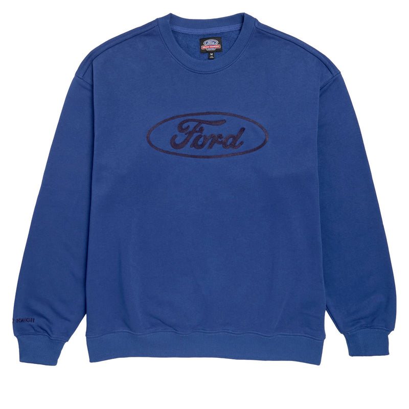 Brixton x Ford Number One Fleece Crew Sweatshirt - Ford Blue