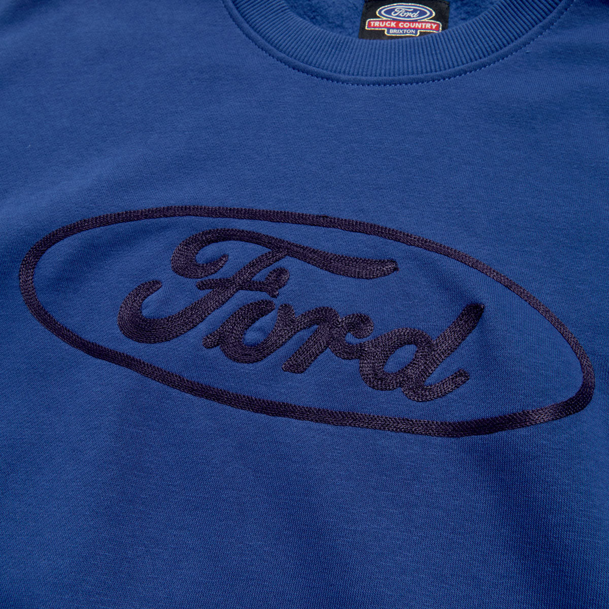 Brixton x Ford Number One Fleece Crew Sweatshirt - Ford Blue image 3