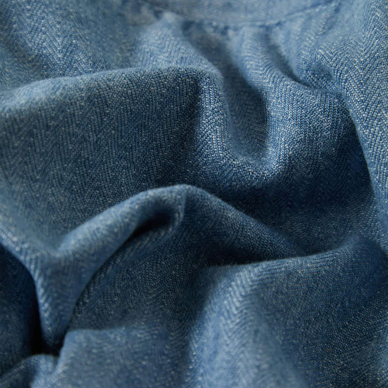 Brixton Choice Chino Baggy Shorts - Light Wash Denim Herringbone