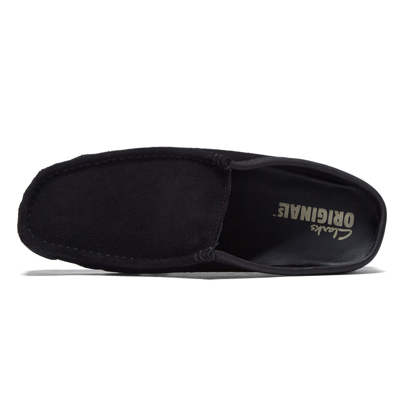 Clarks Wallabee Slip Shoes - Black Suede