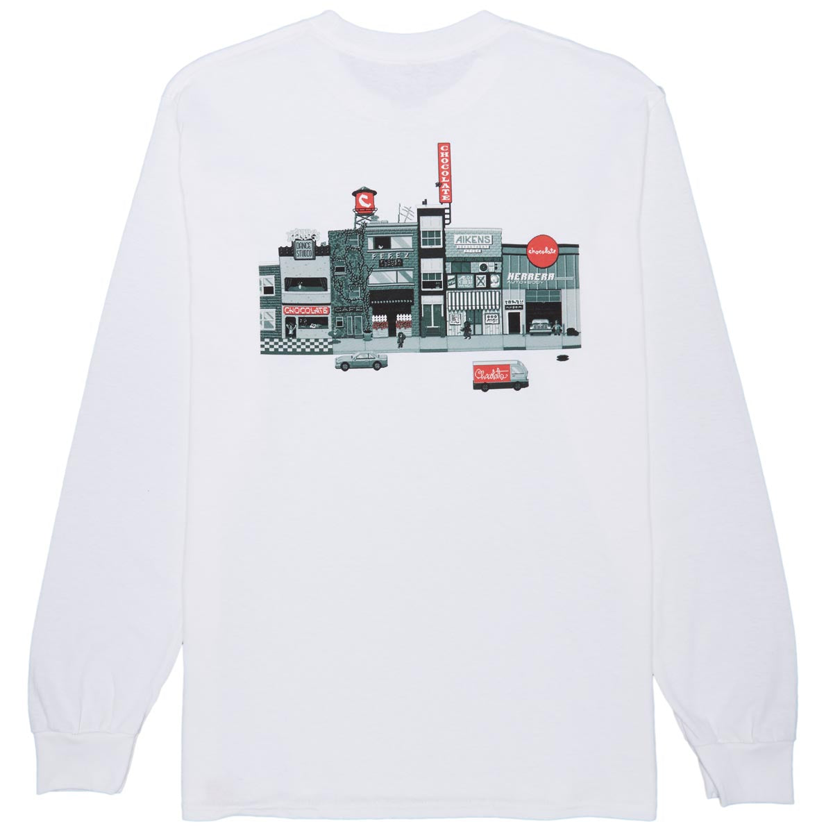 Chocolate Pixel City Long Sleeve T-Shirt - White image 1
