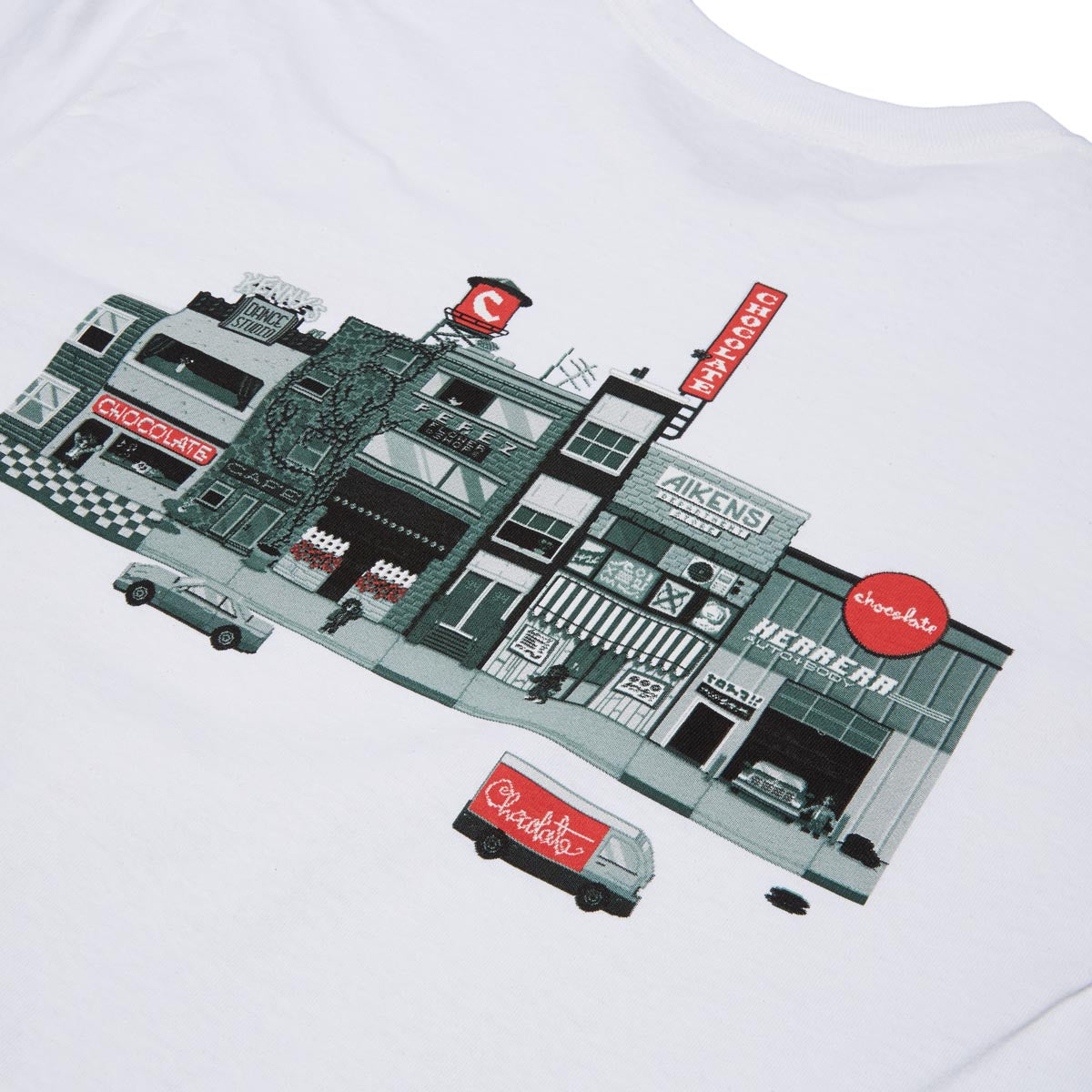 Chocolate Pixel City Long Sleeve T-Shirt - White image 4
