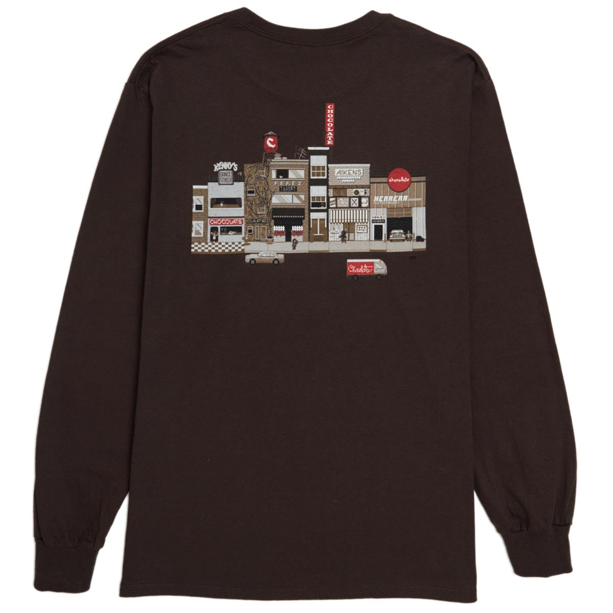 Chocolate Pixel City Long Sleeve T-Shirt - Brown image 1