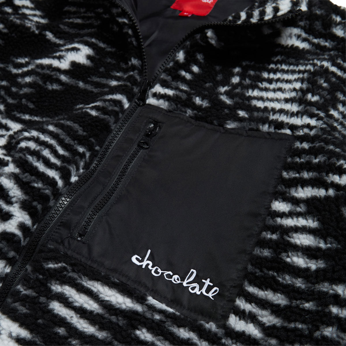 Chocolate Static Sherpa Fleece Sweater - White/Black image 3