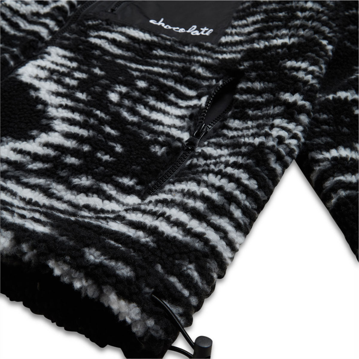Chocolate Static Sherpa Fleece Sweater - White/Black image 4