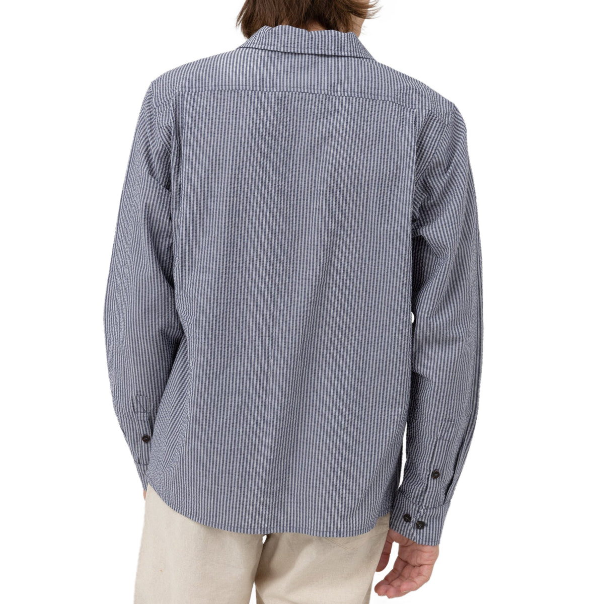 Rhythm Striped Seersucker Long Sleeve Shirt - Indigo image 2