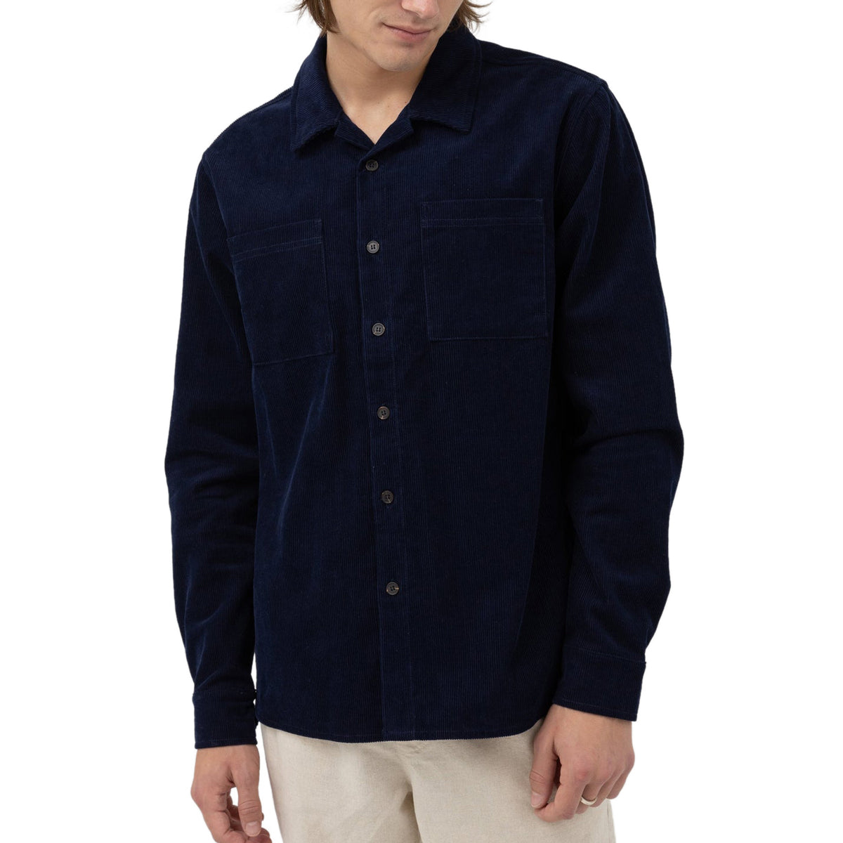 Rhythm Corduroy Long Sleeve Shirt - Navy image 1