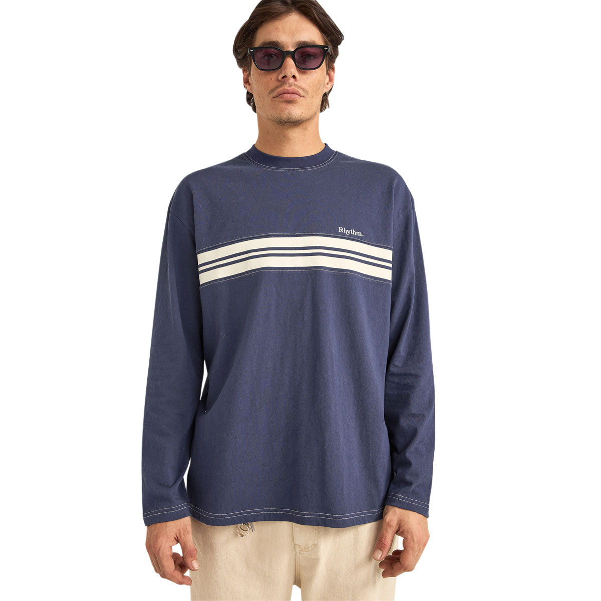 Rhythm Vintage Panel Long Sleeve T-Shirt - Vintage Navy image 2