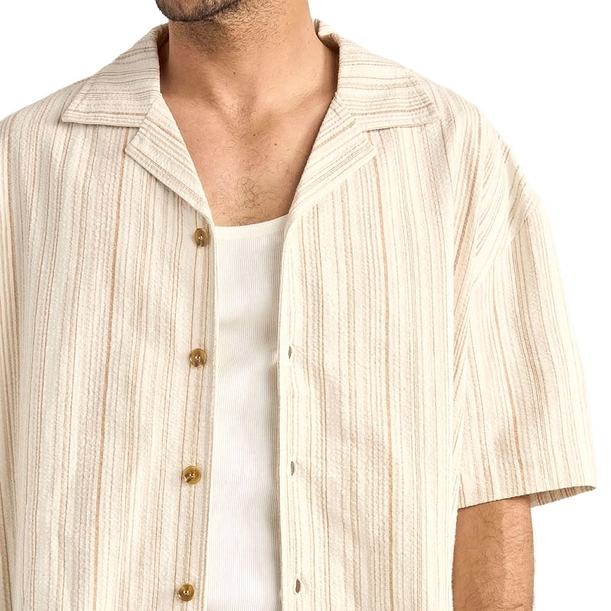 Rhythm Benny Relaxed Stripe Shirt - Cream image 3