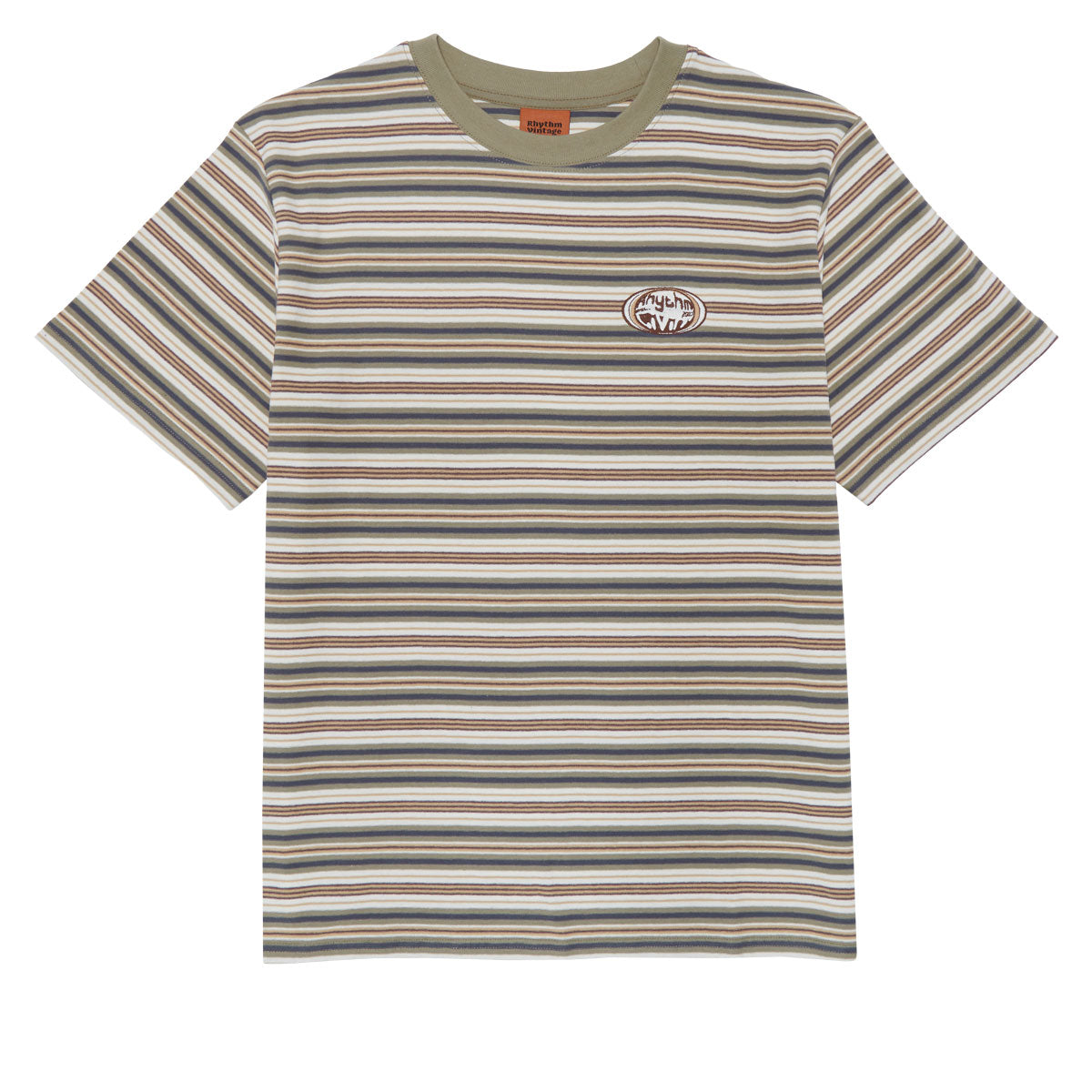 Rhythm Vintage Stripe T-Shirt - Military Olive image 1