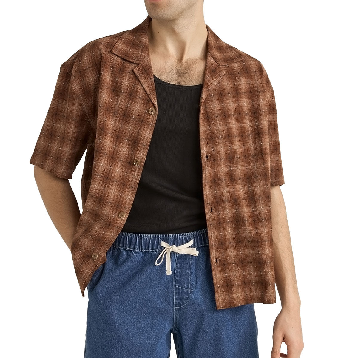 Rhythm Relaxed Shadow Check Shirt - Rust image 1